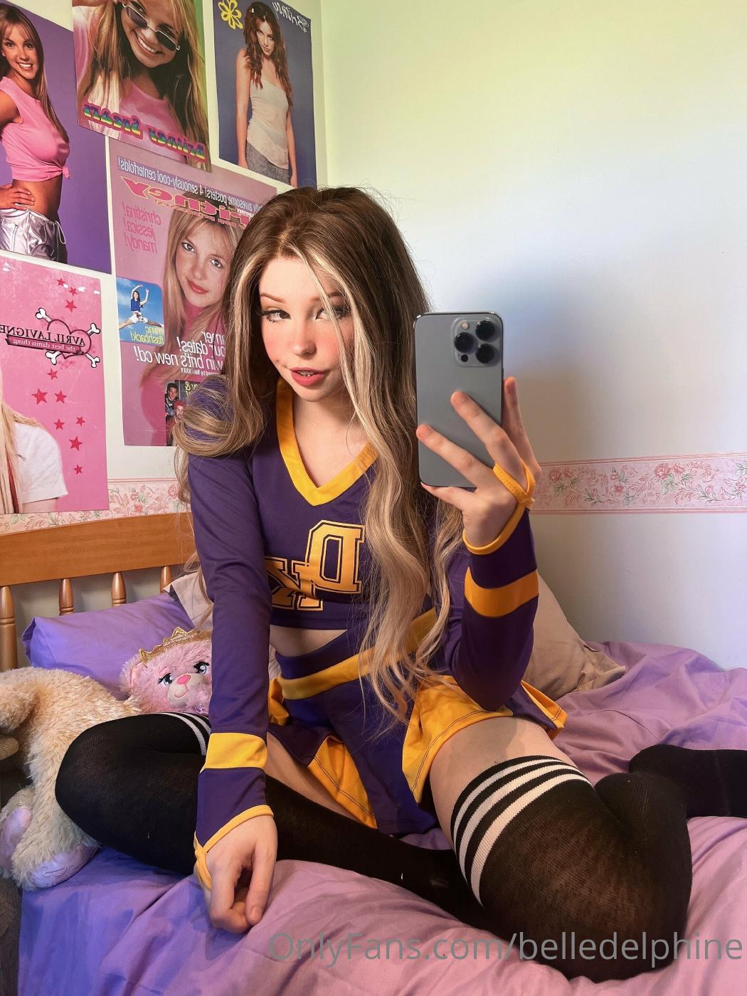 belle delphine cheerleader outfit onlyfans set leaked cewghi influencers gonewild