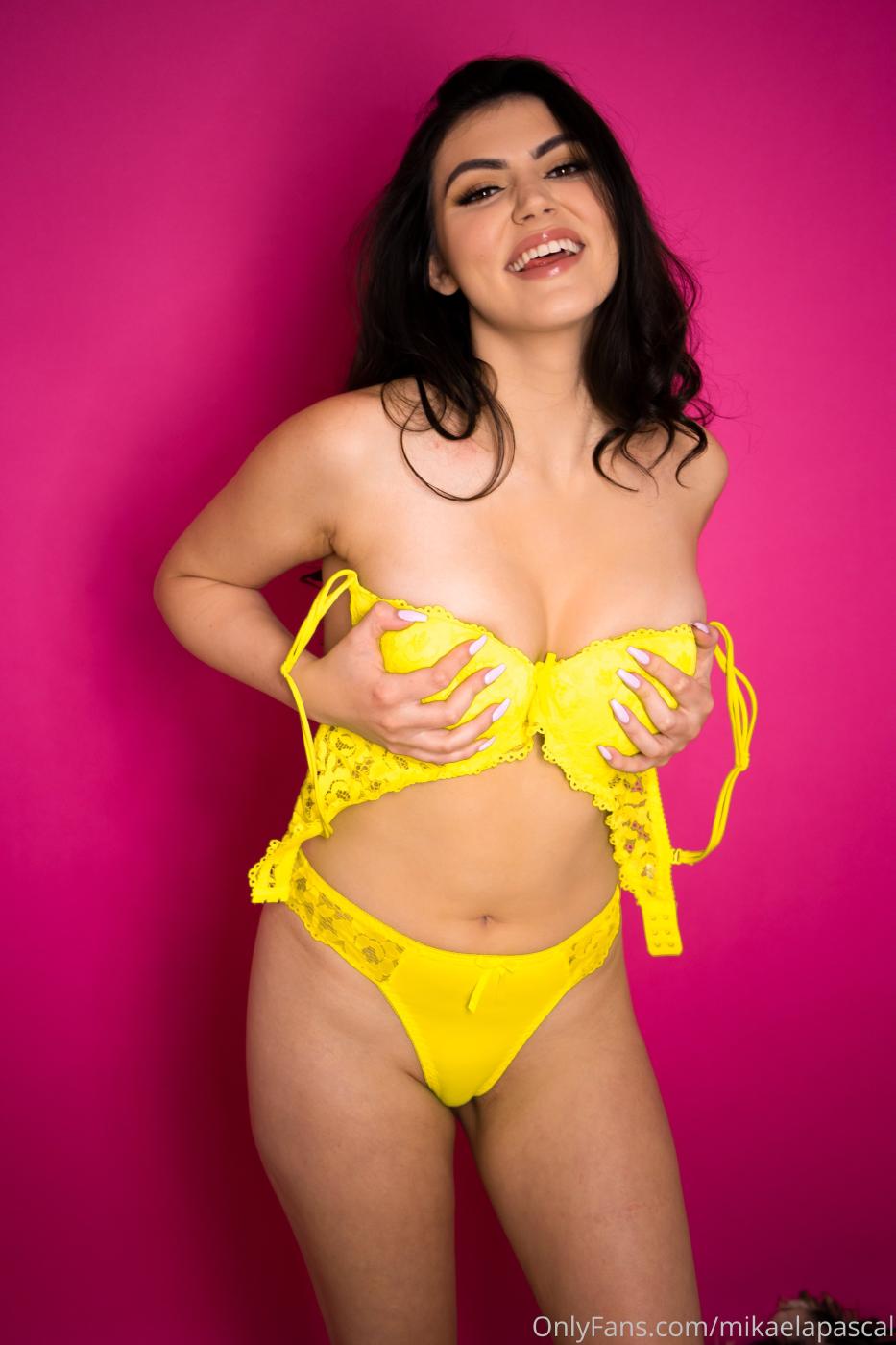 mikaela pascal yellow bikini onlyfans set leaked geaime influencers gonewild